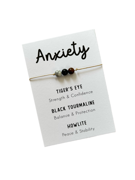 Anxiety Bracelet with Tiger's Eye, Black Tourmaline, Howlite